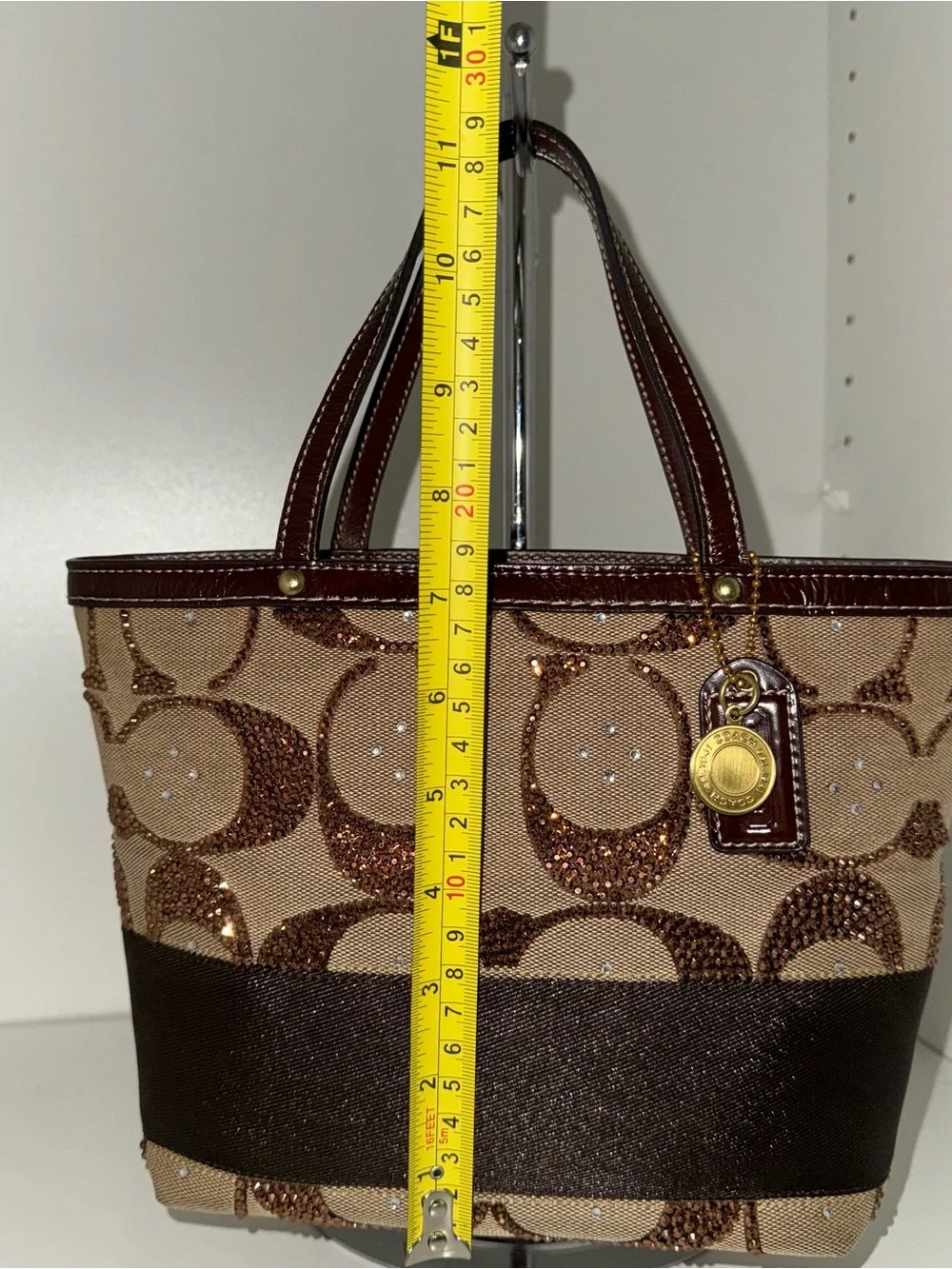 Custom vintage Coach Signature Hand-Rhinestoned Sequin mini Bag –One of a Kind ✨